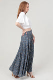 Smocked Print Tiered Maxi Skirt