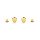 Geometric Combo Stud Earring Set- Silver