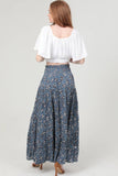 Smocked Print Tiered Maxi Skirt
