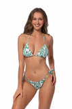 Printed Triable Top and TIe Side Bikini Set