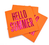 Cocktail Napkins | Hello Summer Orange- Foil - 20ct