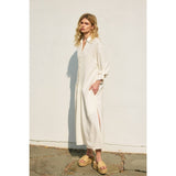 Cotton Linen Pleated Longline Shirt Dress