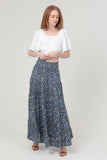 Smocked Print Tiered Maxi Skirt