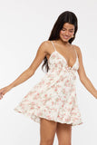 Red Floral Sweetheart Ruffle Mini Dress