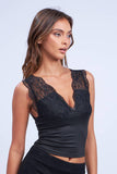 Plunging Neck Lace Strap Top