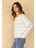 Ivory & Blue Sky Striped Cardigan
