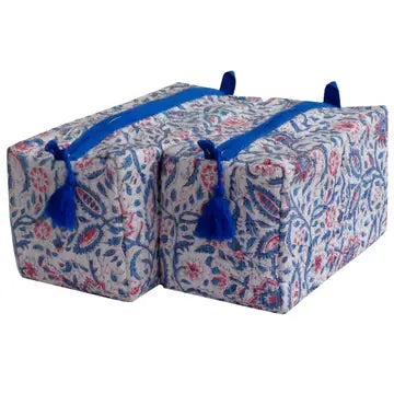 Floral Lined Pouches - Blue Floral