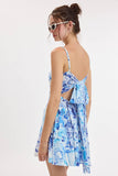 Round Neck Open Back Mini Dress