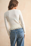 Lace Knit Cardigan- Cream