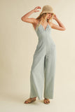 Super Soft Back Tie Wide Leg Jumpsuit