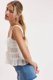 Clip Dot Tiered Ruffle Trim Cami Top