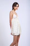 Satin Polka Dot Layered Mini Dress w Sweetheart Bows