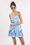 Round Neck Open Back Mini Dress