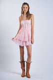 Pink Floral Lace Mini Dress
