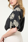 Embroidered Puff Sleeve Top