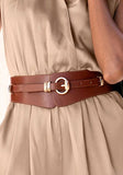 Women's 2-In-1 Faux Leather Waist Belt