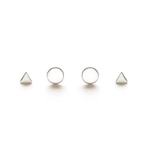 Geometric Combo Stud Earring Set- Silver