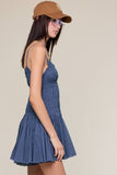 Smocked Torso Mini Romper - Ocean Blue