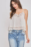 Lace-Trimmed Camisole Top- Cream