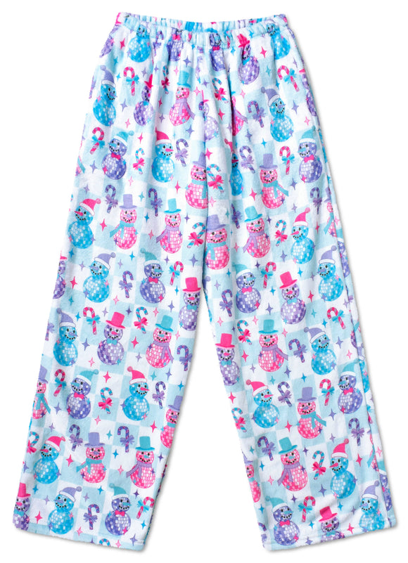 DISCO SNOWMAN PLUSH PANTS (ADULT MEDIUM 8-12)