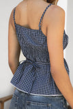 Plaid Check Poplin V Neck Tank Top