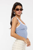 Gingham Lace Trim Bodysuit