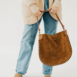 Suede Hobo Bag w Rivet Accent Details