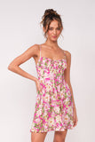 Floral Sleeveless Ruffle Trim Mini Dress