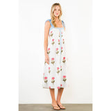 Tie Straps Floral Pattern Midi Dress