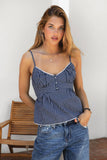 Plaid Check Poplin V Neck Tank Top