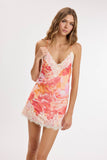 Blooming Floral Lace Trim Mini Dress