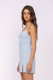 Ditsy Floral SLeeveless mini Dress w Side Slit