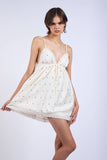 Satin Polka Dot Layered Mini Dress w Sweetheart Bows