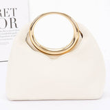 Faux Leather Round Metal Handle Bag