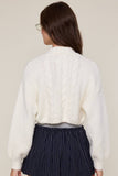 Ivory Puff Sleeve Cardigan Knit Sweater