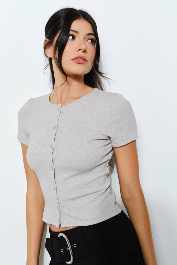 Ribbed T-Shirt Cardigan