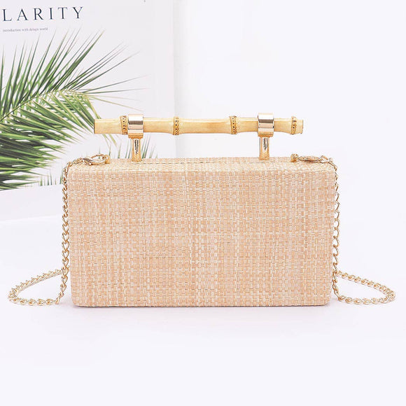 Bamboo Handle Linen Clutch