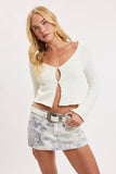 Long Sleeve Knit Sweater Cardigan - Ivory