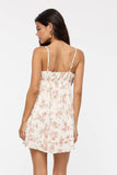 Red Floral Sweetheart Ruffle Mini Dress