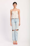 Red Floral Sweetheart Top w Open Ribbon Tie Back