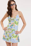 Breezy Tropical Crossed Back Mini Dress