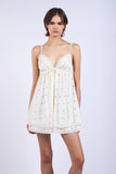 Satin Polka Dot Layered Mini Dress w Sweetheart Bows