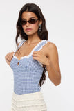 Gingham Lace Trim Bodysuit