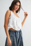 Embroidered Cotton Top- Off White