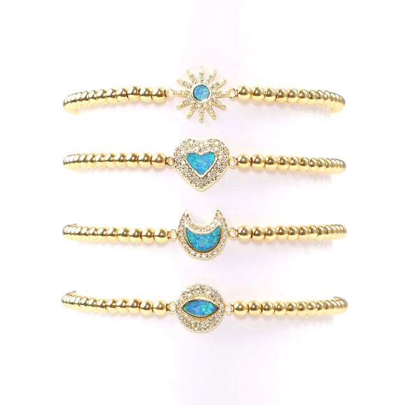 Eye Candy LA Jewelry-Gold Ball Bracelets w Sign Accent