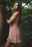 Gingham Square Neck Sleeveless Classic Mini Dress- Red