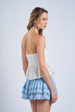 White Floral Embossed Tie Top