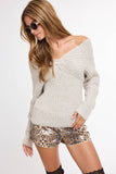 Front Twist Metallic Knit Sweater (2 Colors)