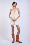 Satin Polka Dot Layered Mini Dress w Sweetheart Bows