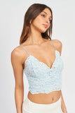 Lace Cami Bralette Top- Ice Blue